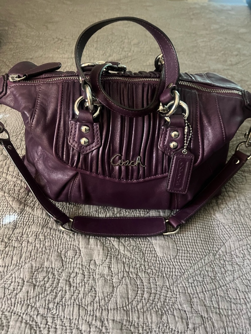 Coach Ashley Satchel with Rushed Leather/ 2 Handles with Silver Hardware Y2K